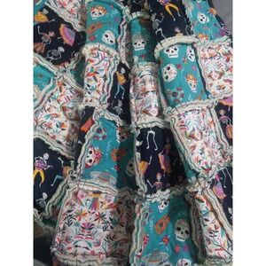 Handmade Rag Quilt, Throw - Dia‎ de Los Muertos Theme